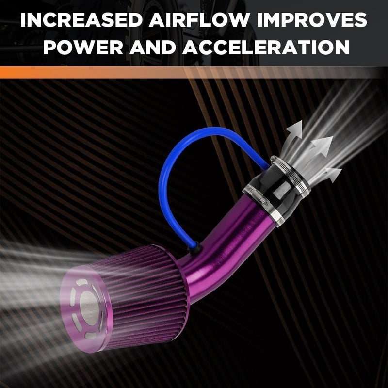 BARTOO 3 Inch Cold Air Intake Filter Pipe Curve Pipe, Aluminum Air Intake Elbow for Car Truck Turbo Piping, Purple - Image 4